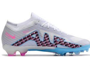 Chuteira de campo Nike Air Zoom Mercurial Vapor XV Elite branco com detalhes ciano e rosa