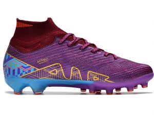 Chuteira Campo Infantil Nike Air Zoom Mercurial Superfly IX Elite Cano Alto Roxo e Ciano