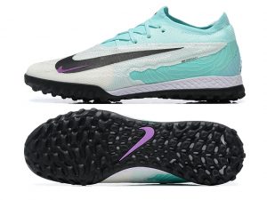 Chuteira Society Nike Phantom GX Elite Ciano e Branco