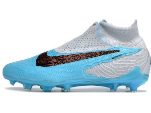 Chuteira Campo Infantil Nike Phantom GX Elite Ciano e Branca