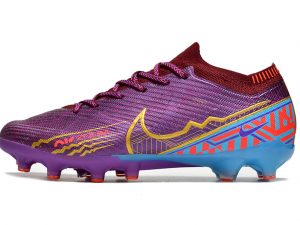 Chuteira Campo Infantil Nike Air Zoom Mercurial Superfly IX Elite Cano Baixo Roxo e Ciano