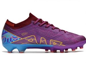 Chuteira Campo Infantil Nike Air Zoom Mercurial Superfly IX Elite Cano Baixo Roxo e Ciano