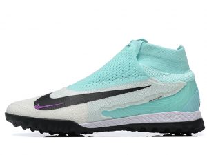 Chuteira Society Nike Phantom GX Elite DF Link Ciano, Branco e Preto Cano Alto