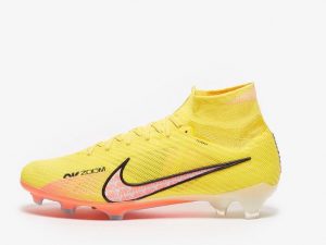 Chuteira Campo Infantil Nike Air Zoom Mercurial Superfly IX Elite Cano Alto Amarela